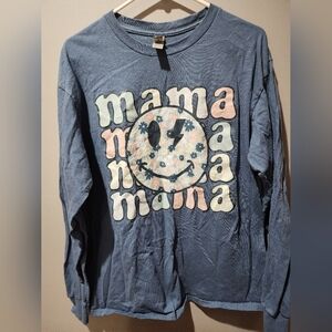 Gildan Blue Long Sleeve Tee with Graphic Design